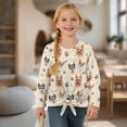 thumbnail image 4 of Xixirimido Cute Dogs Bone Paws Pattern Girls Casual T-Shirt Crew Neck Tunic Tops Long Sleeve Loose Fit Soft Blouse Tie-hem Tees for Fall Winter, Size 11-12, 4 of 7