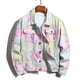 thumbnail image 2 of Chaqueta de mezclilla de manga larga con teñido anudado informal para hombre con bolsillos y cierre de botón Pompotops oipoqjl37599, 2 of 8