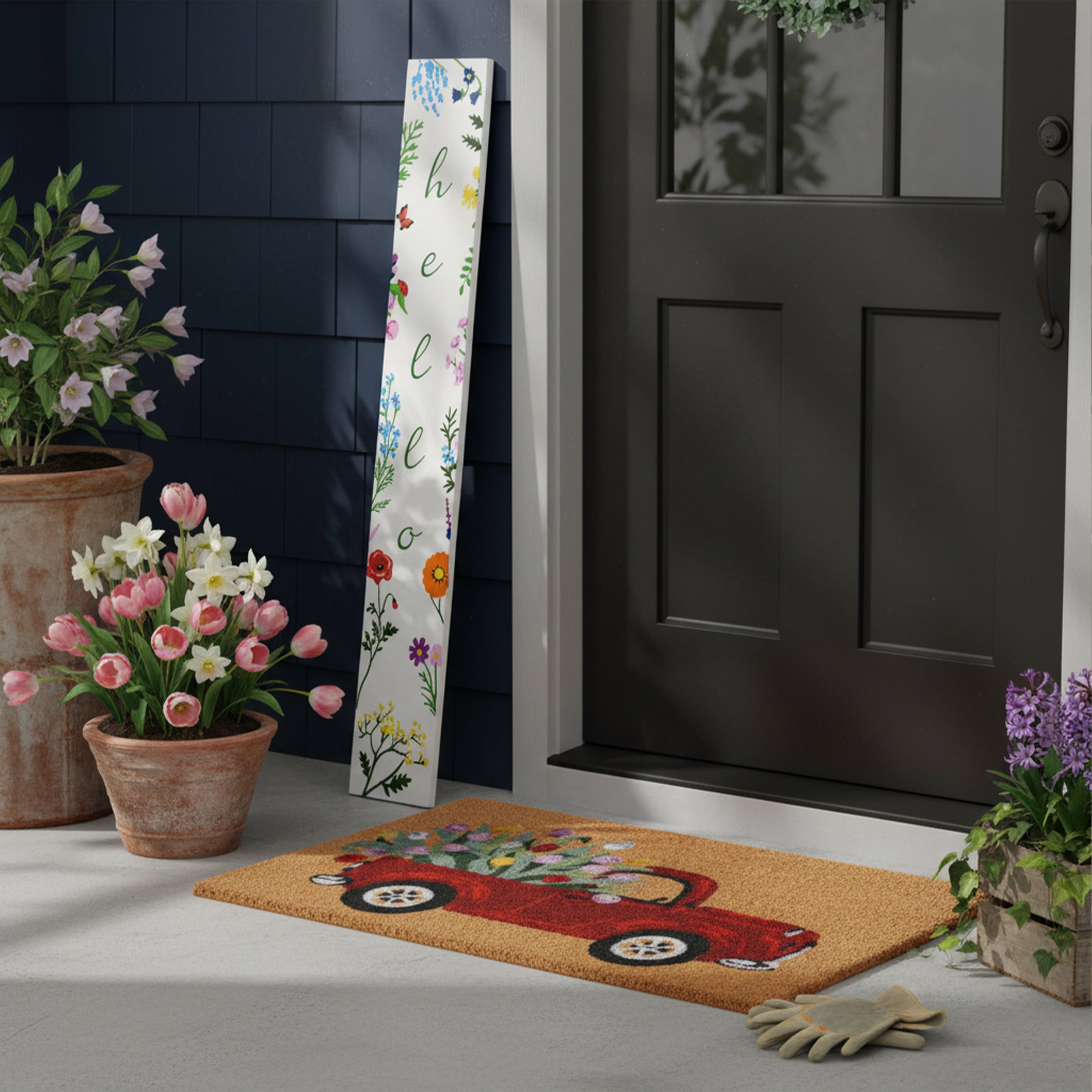 Calloway Mills 118704707 Cottage Meadow Hello Porch Leaner, 47" x 07"