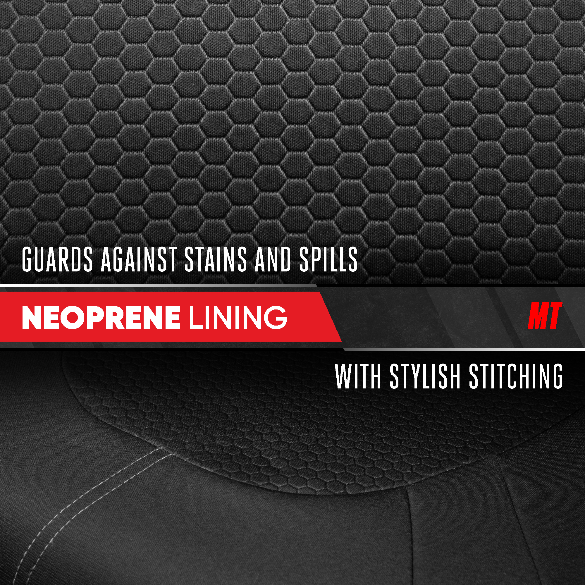 Motor Trend Honeycomb Polyester Seat Covers - Semi Universal Fit Front Seat Protector for Most Cars, Trucks, SUVs - Breathable Hex Design, Easy to Install, Black & Gray Car Seat Cover