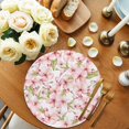 thumbnail image 2 of Pink Flowers Round Placemats Set of 2 for Dinning Tables,Heat-proof Braided Table Mats 13 Inch,Watercolor Spring Botanical Floral Leaves Washable Place Mat for Kitchen Restaurant Party Table Decor, 2 of 9