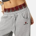 thumbnail image 2 of Women's loose sweatpants, men's sweatpants, plaid pants, loose gray sweatpants, plaid patchwork sweatpants, loose trousers with pockets, fake two-piece (heart), 2 of 8