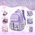 thumbnail image 4 of BTEPSGA School Backpack, Bookbags Back Pack School Bag Cute Stylish Plaid Backpack, 4 of 7