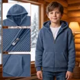 thumbnail image 2 of Pogiun Boys Fleece Jacket Sherpa Lined Zip Up Hoodies for Kids Winter Coat Gray-blue 11-12Y, 2 of 6