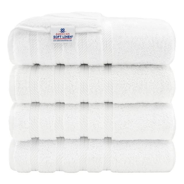 Juego de toallas de baño American Soft Linen Luxury, 4 piezas, color blanco