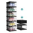 thumbnail image 1 of Cajas para zapatos, juego de 6 organizadores apilables, zapatero plegable y modular, hasta talla 46, montaje 60 s, transparente y negro, 1 of 7