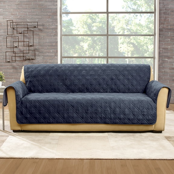 SureFit Microfiber Non Slip Waterproof Sofa Furniture Cover in Storm Blue