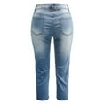 thumbnail image 6 of Jamsmile Women Jeans Pants Capri Stretchy Distressed Hem Washed Straight Leg Denim Pants Slim Fit Ladies Jeans Trousers, 6 of 6