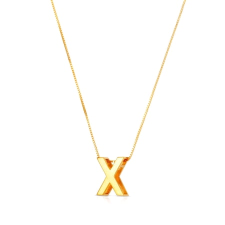 14k Yellow Gold Polished Letter Name Personalized Monogram Initial-x Necklace With Lobster Clasp 18 Inch Pendant Necklac