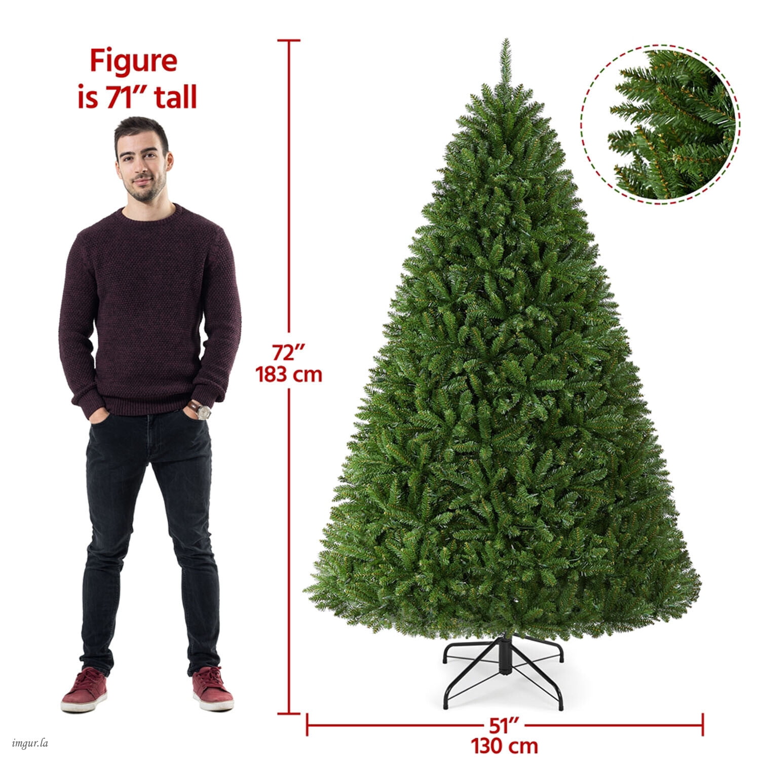 Alden Design 6FT Ultra-Thick Artificial Christmas Tree with Foldable Stand and 1614 Tips,Green