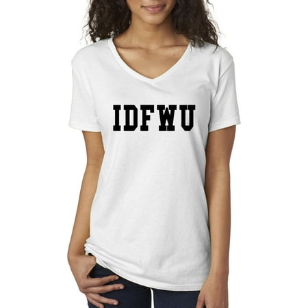 New Way 311 - Women's V-Neck T-Shirt Idfwu [Black Text] Big