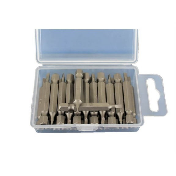 TEMO 25 pc 1/8 Inch (3.8 mm) Slotted Flat Head 2 Inch (50 mm) Impact Ready Screwdriver Insert Bits