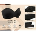 thumbnail image 4 of SMihono Shapedly Strapless Bra, Shapedly Strapless Bra, Strapless Push up Bra, Shapedly Full Support Strapless Push Up Bra Plus Size Padded Underwire Multiway Bandeau Black 36/80E, 4 of 4
