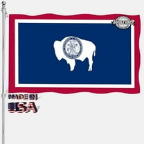 Wyoming State Flag 3x5 Double Sided WY State Flags Outdoor Heavy Duty 3 Ply Polyester Material with 2 Metal Grommets 4 Rows of Stitching
