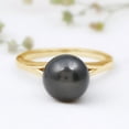thumbnail image 2 of Rosec Jewels Tahitian Pearl Solitaire Engagement Ring with Diamond - 8 Carat - Black Pearl Ring - AAA Quality - With Jewelry Box, 10K Yellow Gold, US 12.00, 2 of 8