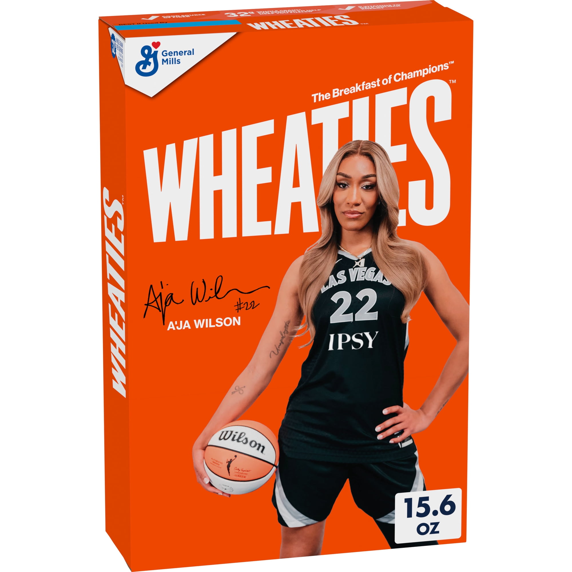 Wheaties Cereal, Breakfast of Champions, A'ja Wilson Cereal Box, 15.6 oz