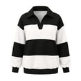 thumbnail image 6 of cocolona Classic Lapel Sweatshirts for Women Long Sleeve Color Block Striped Fall Trendy Tops, 6 of 7