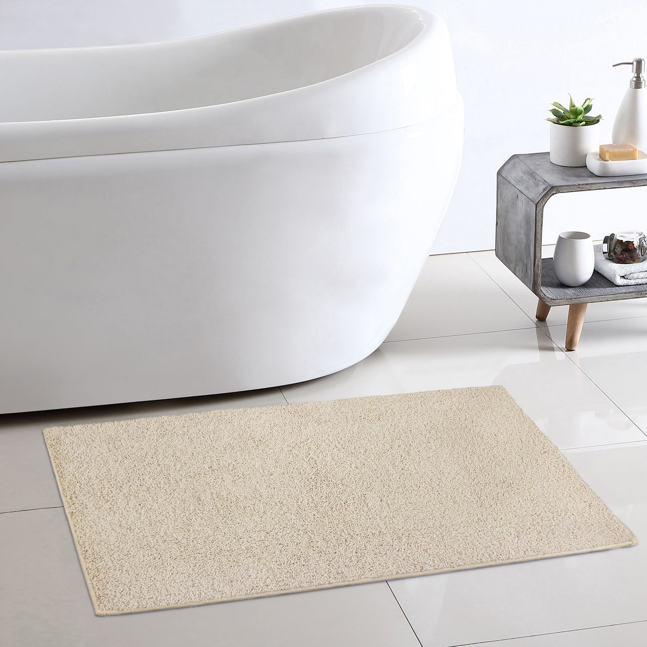 Mainstays Performance Recycled Polyester Bath Rug, Papyrus Beige, 24" x 40"