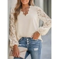 thumbnail image 4 of Women Lace Elegant Blouse Long Sleeve Eyelet V Neck Dressy Party Floral Tops Scalloped V Neck XXL, 4 of 9