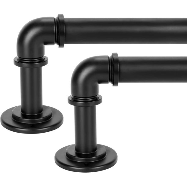 Black Industrial Curtain Rods 2 Pack,Curtain Rods for Windows 66 to 120