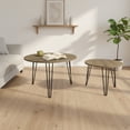 thumbnail image 2 of Homy Casa Round Nesting Coffee Table Set of 2, Faux Marble or Wood Look Top, Metal Legs, 2 of 8