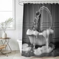 thumbnail image 6 of Hippo Shower Curtain, Waterproof Shower Curtains for Bathroom, Funny Animal Bathtub Abstract Art Grey Washable Fabric Bathtub Curtain Set Bath Decor with 12 Hooks Standard 72"x72", 6 of 6