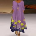 thumbnail image 2 of Up to 60% Off! pstuiky Sun Dresses for Women , Maxi Dress with Pockets Women Floral Printed V-Neck Long Sleeve Long Dresses Trendy Summer Boho Beach Sun Dress Leisure Dress on Sale Purple S, 2 of 7