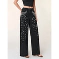 thumbnail image 6 of Women'S High Waisted Jeans Boyfriend Baggy Wide Straight Leg Casual Denim Pants Trousers Black XS, 6 of 9