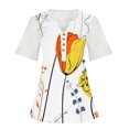 thumbnail image 4 of Blusa informal de manga corta con cuello en V y malla de encaje con estampado floral para mujer OAVQHLG3B Store  lin121212, 4 of 4