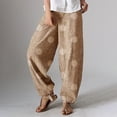 thumbnail image 2 of jsaierl Womens Cotton Linen Pants Wide Leg Elastic Waist Pants Summer Comfy Tie Front Trousers Sweatpants Lightweight Palazzo Pants, 2 of 5
