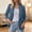 Light Blue women 3/4 sleeve blazer a1, variant on thefmos Women's Fall Winter Spring 3/4 Sleeve Blazer Open Front Casual Work Jacket Solid Collared Business Tops Lightweight Office Outerwear, White L