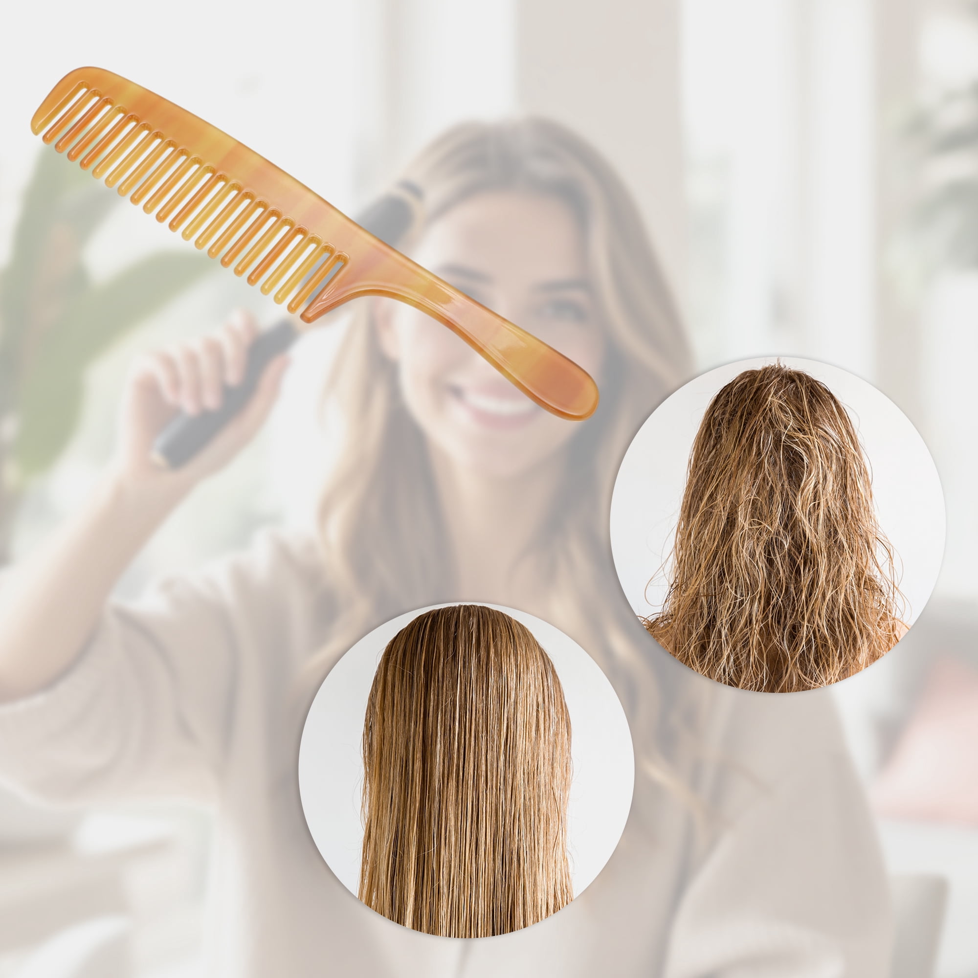 Unique Bargains 1 Pc Durable Portable Long Handle Hair Comb for Women Men Coffee Color