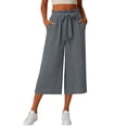 thumbnail image 2 of Stamzod Women's Capri Pants Summer Casual Loose Palazzo Wide Leg Capri Pants with Pockets Fashion Clothing Gray-4 M, 2 of 6