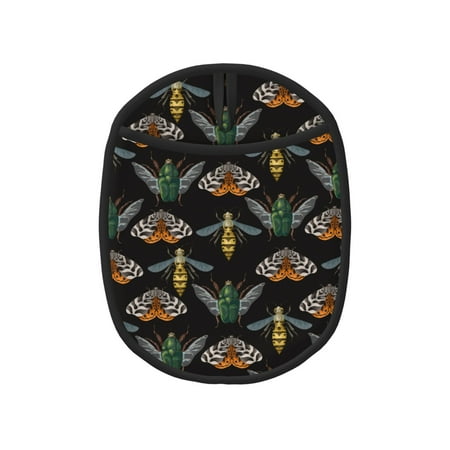 

Pofeuu Wasp Cockchafer Butterfly Print Silicone Pot Mat Mitten With Hanging Loop Heat Resistant Oven Mitts Non-Slip Bbq Baking Smoking Potholders