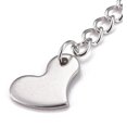thumbnail image 2 of 5Pcs 304 Stainless Steel Chain Extender Curb Chain with 202 Stainless Steel Charms Heart 63mm Link 3.7x3x0.5mm, 2 of 3