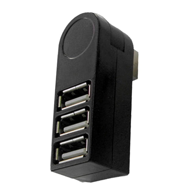 Concentrador USB 2.0 Shamjiam 3 Puertos 270 Grados Giratorio Compacto Negro