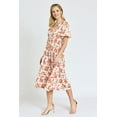 thumbnail image 2 of Ivory Coral Floral V-Neck Butterfly Sleeve Midi Dress | S-3X, 2 of 6