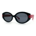 thumbnail image 4 of Womens Mod Oval Thick Plastic Fancy Chic Fashion Sunglasses Black Red - Black, 4 of 8