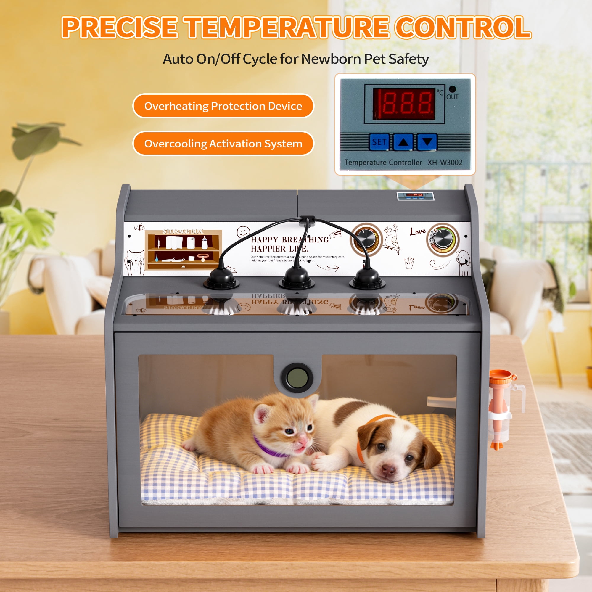 COZIWOW Pet Brooder Incubator for Puppies, Kittens & Chicks Temperature Controlled with Lamp