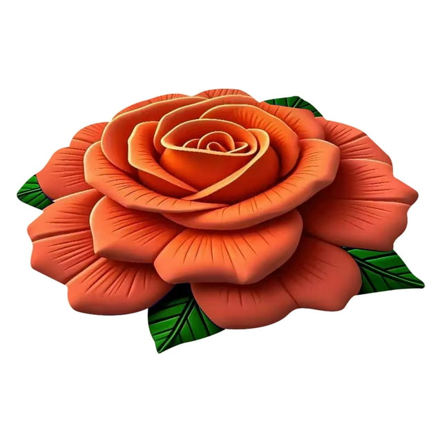 3D Flower Pattern Non-Slip Area Rug - 19.69x19.69in Crystal Velvet Soft Carpet for Bedroom/Dining Room Floor Decor(Orange)