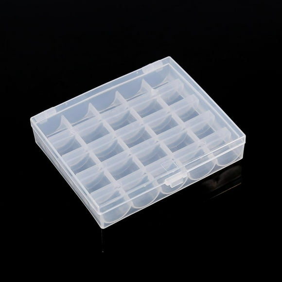 Fyydes Bobbin Container, Spool Box,1pc Plastic Empty Bobbins Case Sewing Machine Bobbin Organizer Storage Clear Box for 25 Spools