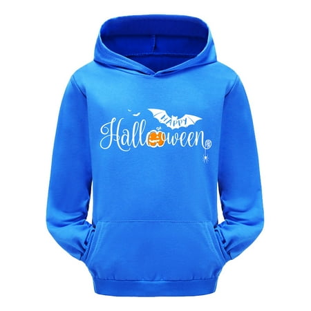 

PMVFHDE Kids Halloween Costumes Kids Boy Sweatshirt Child Toddler Boys Girls Long Sleeve Cartoon Prints Warm Hoodie Pullover Tops Kids Sweat Dark Blue 10-11 Years