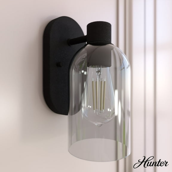 Hunter - Lochemeade 1-light Natural Black Iron, Small Sconce Light, Dimmable, Modern Style, for Bedrooms, Dining, Living Rooms - 19776
