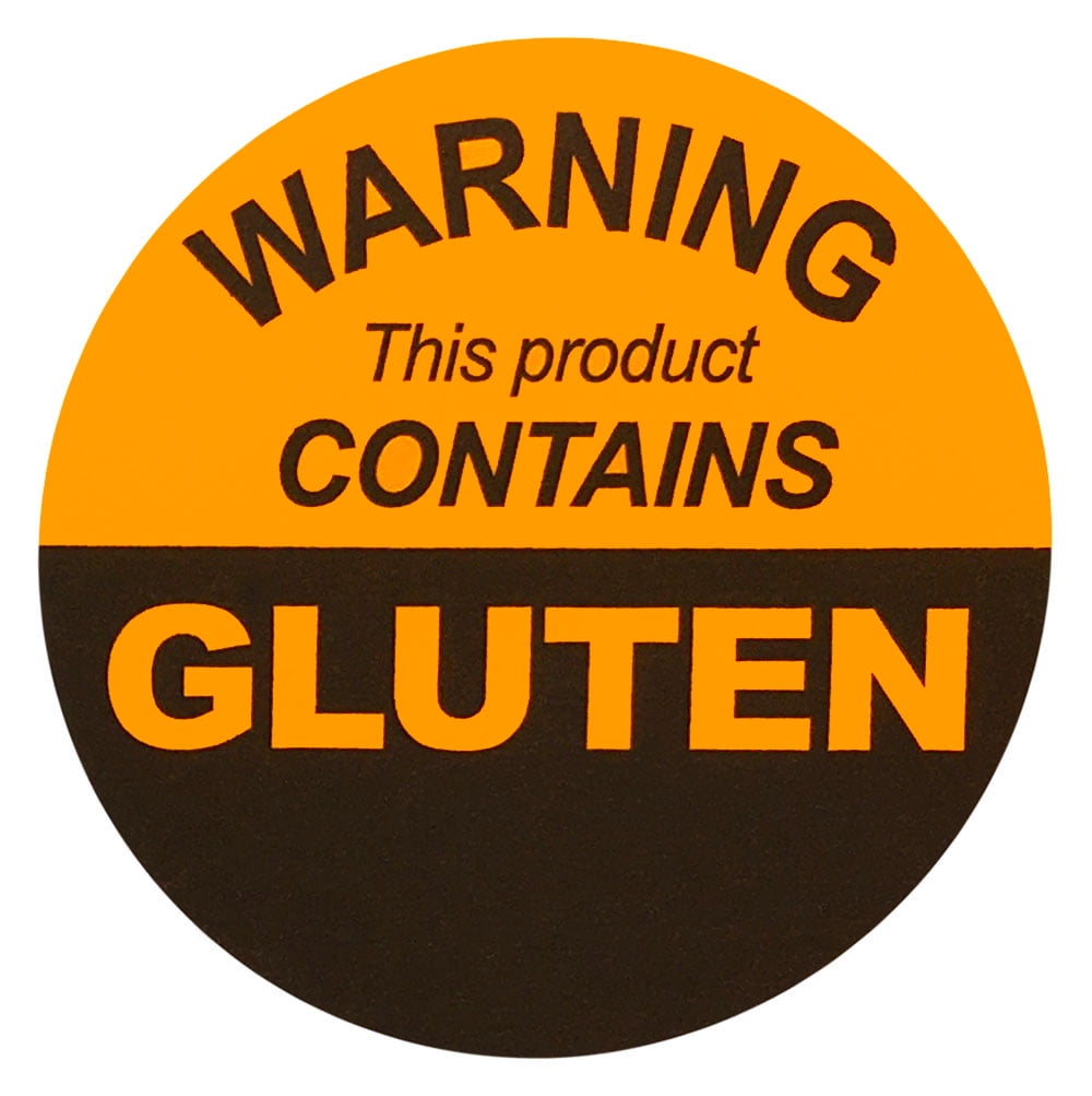 "WARNING This Product CONTAINS GLUTEN" Labels 1.5" Inch Round 500