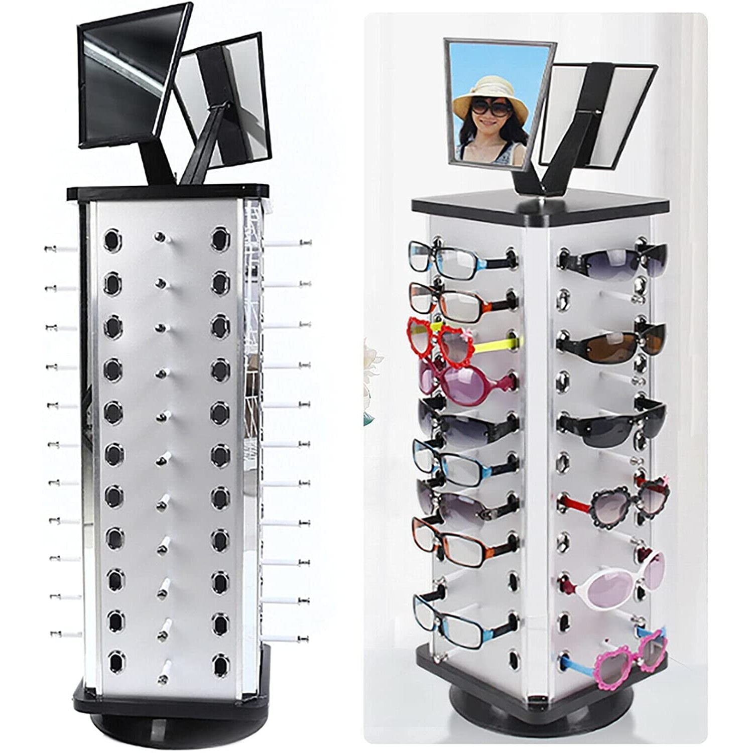 Sunglass Display Stand Holder Sunglasses Rack For 44 Pairs Of Glasses 360°rotating Eyeglasses 4777