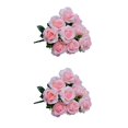 thumbnail image 4 of Ounissouiy 11 cabezas de rosas artificiales, ramo de flores, novia, boda, fiesta en casa, decoración de flores falsas Rosa claro 2Conjunto, 4 of 6