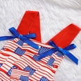 thumbnail image 4 of ZEHJUHAN Summer Baby Girls Independence Day Bodysuit Flag Pattern Triangle Romper with Bowknot for Outdoor Blue，0-3M, 4 of 7