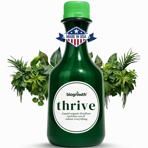 Biogrowth Organic Thrive Liquid Fertilizer (8.45oz), Enzyme-Powered Growth Booster for Buds & Roots, Indoor/Outdoor Plants