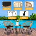 thumbnail image 3 of 3 Piece Outdoor Wicker Furniture Bistro Set, Rattan Chairs Conversation Sets Porch Chair, Wicker Patio Furniture for Balcony Poolside Backyard, 3 of 8