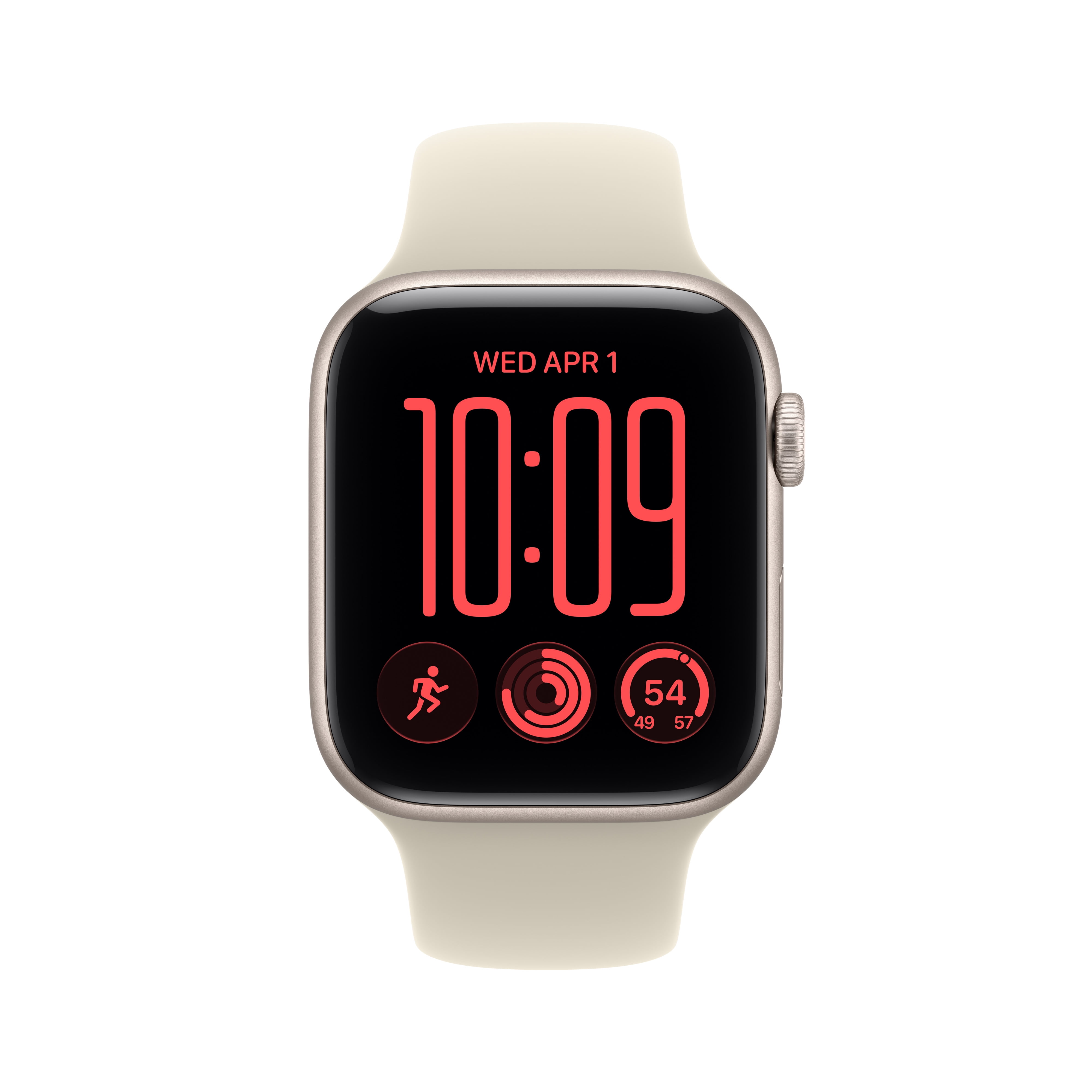 Apple Watch SE 3 [GPS + Cellular 44mm] Smartwatch with Starlight Aluminum Case with Sand Sport Band - S/M